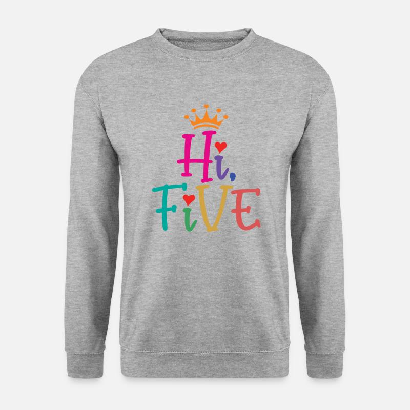 5. Geburtstagsgeschenk für Mädchen Hi Five Turning Age 5 - Unisex Pullover - Weißgrau meliert