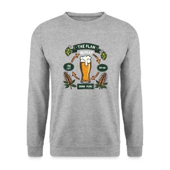 IPAlot when I drink - The Plan for the evening - Unisex Sweatshirt - salt & pepper - Front - Alina (178cm) & Michal (187cm)