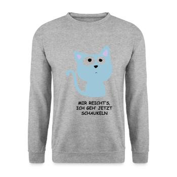Süße Katze - Mir reichts, ich geh schaukeln - Unisex Pullover - Weißgrau meliert - Vorne - Alina (178cm) & Michal (187cm)