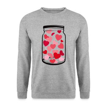 Cœurs dans un bocal - Sweat-shirt Unisexe - gris chiné - Devant - Alina (178cm) & Michal (187cm)