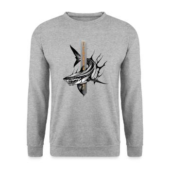 Illustration de requin majestueux avec une touche de terreur - Sweat-shirt Unisexe - gris chiné - Devant - Alina (178cm) & Michal (187cm)