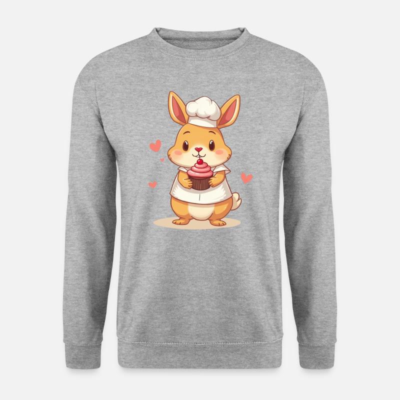 Bake Hop: Bunny Baker - Unisex Pullover - Weißgrau meliert