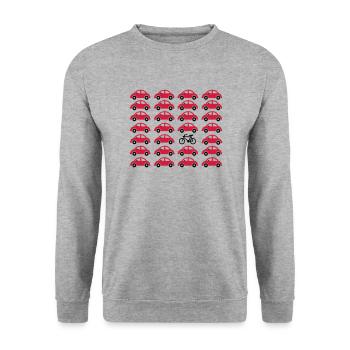 Fahrrad statt Auto - Unisex Pullover - Weißgrau meliert - Vorne - Alina (178cm) & Michal (187cm)