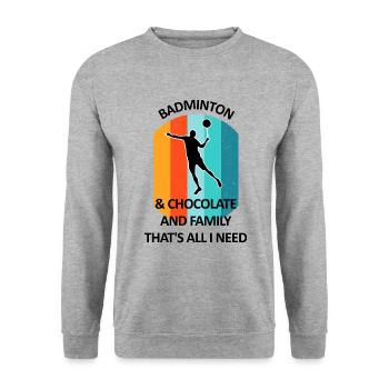Badminton Badminton Badminton Player Chocolat - Sweat-shirt Unisexe - gris chiné - Devant - Alina (178cm) & Michal (187cm)