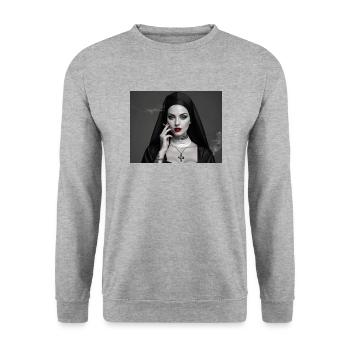 Nonne smoking - Sweat-shirt Unisexe - gris chiné - Devant - Alina (178cm) & Michal (187cm)