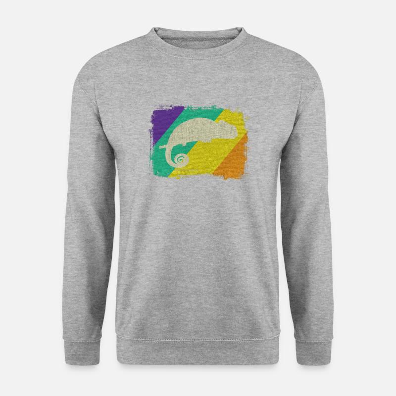Das Chamäleon, immer gut getarnt. - Unisex Pullover - Weißgrau meliert