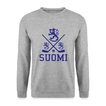 Suomi Hockey - Unisex Pullover - Weißgrau meliert - Vorne - Alina (178cm) & Michal (187cm)