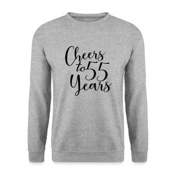 Prost auf 55 Jahre 55. Geburtstag - Unisex Pullover - Weißgrau meliert - Vorne - Alina (178cm) & Michal (187cm)