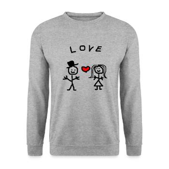 AMOUR - Sweat-shirt Unisexe - gris chiné - Devant - Alina (178cm) & Michal (187cm)