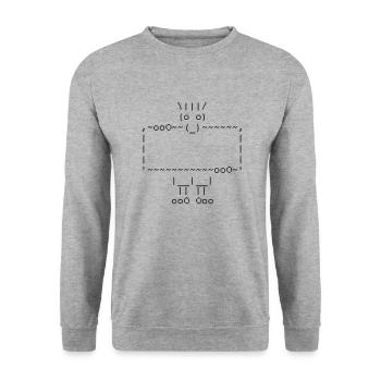 ascii art: troll + your text - Sweat-shirt Unisexe - gris chiné - Devant - Alina (178cm) & Michal (187cm)