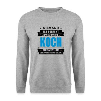Funshirt Koch - Unisex Pullover - Weißgrau meliert - Vorne - Alina (178cm) & Michal (187cm)