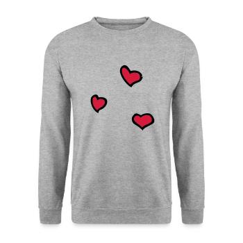 Herzen, Hearts, Liebe - Unisex Pullover - Weißgrau meliert - Vorne - Alina (178cm) & Michal (187cm)
