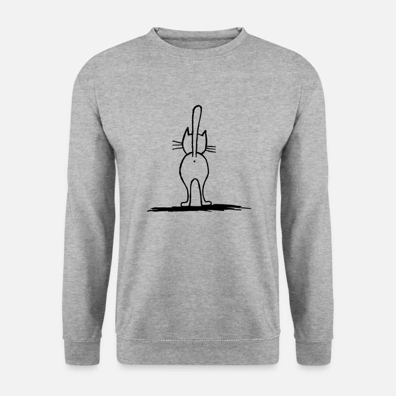 Katze von hinten - Unisex Pullover - Weißgrau meliert