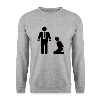 He leads it - Unisex Sweatshirt - salt & pepper - Front - Alina (178cm) & Michal (187cm)