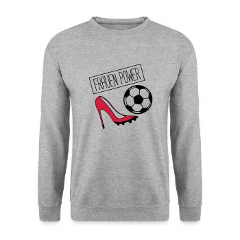 frauen power fussball - Unisex Pullover - Weißgrau meliert - Vorne - Alina (178cm) & Michal (187cm)
