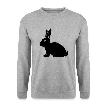 Kaninchen 1 - Unisex Pullover - Weißgrau meliert - Vorne - Alina (178cm) & Michal (187cm)