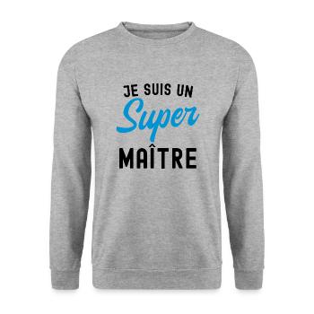 je suis un super maître - Sweat-shirt Unisexe - gris chiné - Devant - Alina (178cm) & Michal (187cm)