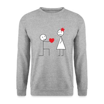 heart baton character - Unisex Sweatshirt - salt & pepper - Front - Alina (178cm) & Michal (187cm)