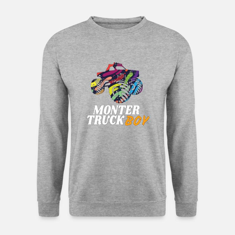 Monster Truck Boy - Unisex Pullover - Weißgrau meliert