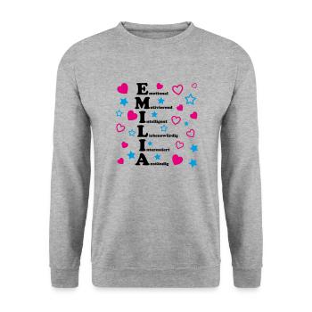 Emilia - Unisex Pullover - Weißgrau meliert - Vorne - Alina (178cm) & Michal (187cm)