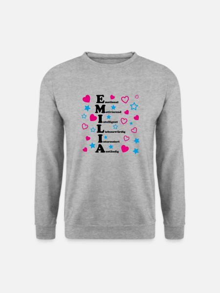Emilia - Unisex Pullover - Weißgrau meliert