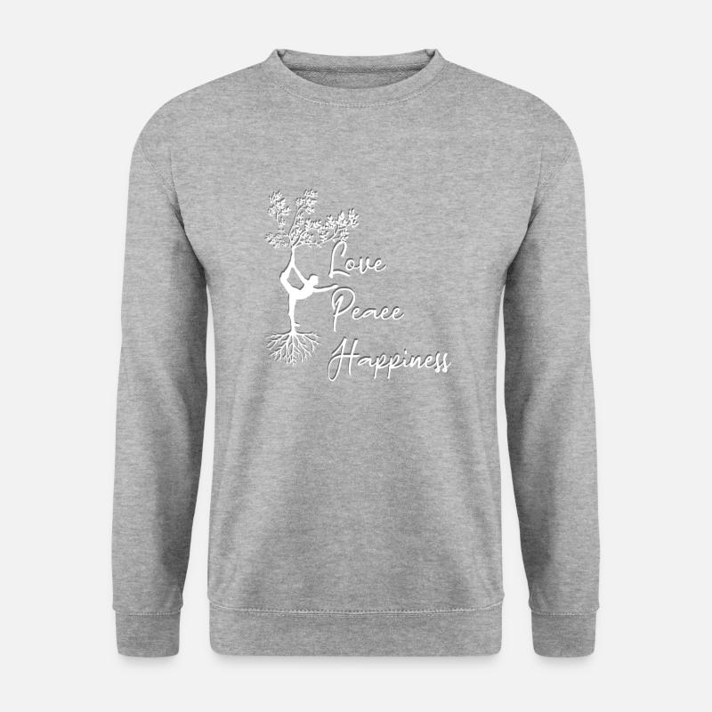 Love Peace Happiness - Unisex Pullover - Weißgrau meliert