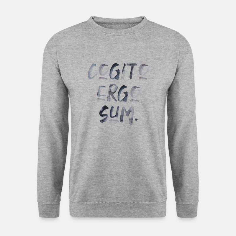 Ich denke also bin ich latein Sprache Schrift - Unisex Pullover - Weißgrau meliert