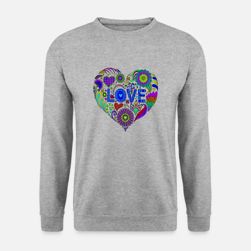 Spread your Love! - Anahata das Herzchakra "Blue" - Unisex Pullover - Weißgrau meliert