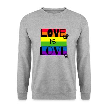Love is Love - Unisex Pullover - Weißgrau meliert - Vorne - Alina (178cm) & Michal (187cm)
