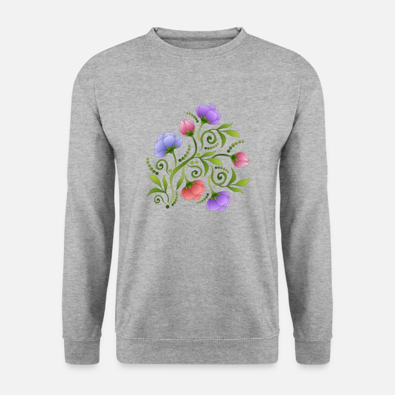 Blumen - Unisex Pullover - Weißgrau meliert