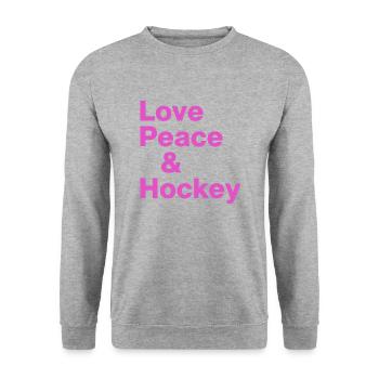 field hockey field hockey love peace hockey - Unisex Sweatshirt - salt & pepper - Front - Alina (178cm) & Michal (187cm)