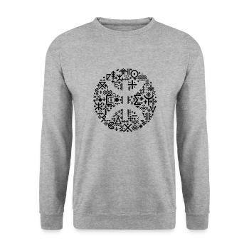 MOTIFS AMAZIGH BERBERE KABYLE Z AMAZIGH ALGERIE - Sweat-shirt Unisexe - gris chiné - Devant - Alina (178cm) & Michal (187cm)