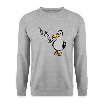 Kiffer Möwe Hanf rauchen - Unisex Pullover - Weißgrau meliert - Vorne - Alina (178cm) & Michal (187cm)