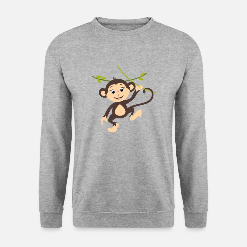 Glücklicher lächelnder Affe - Unisex Pullover - Weißgrau meliert