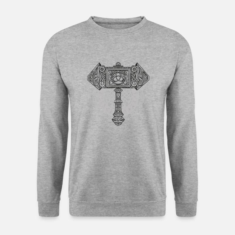 Wikinger Symbol Nordisch Thor Raben Hammer Mjölnir - Unisex Pullover - Weißgrau meliert