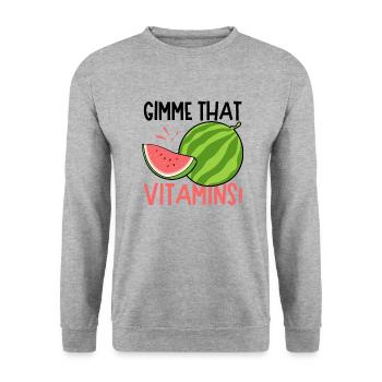 Gimme Vitamins Melon Tropical Summer Watermelon - Unisex Sweatshirt - salt & pepper - Front - Alina (178cm) & Michal (187cm)