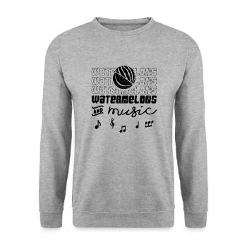 Summer Watermelon and Music Notes Musician - Unisex Sweatshirt - salt & pepper - Front - Alina (178cm) & Michal (187cm)