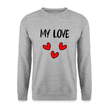 LOVE. I LOVE YOU. VALENTINE'S DAY. BACHELORETTE PARTY. I LOVE YOU. - Unisex Sweatshirt - salt & pepper - Front - Alina (178cm) & Michal (187cm)