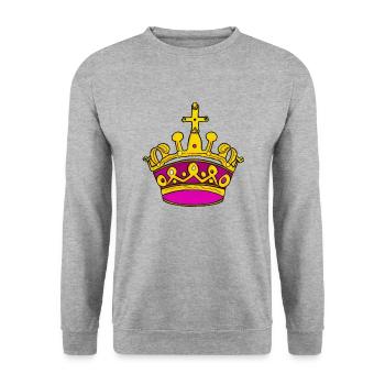Krone König Königin Kaiser Majestät - Unisex Pullover - Weißgrau meliert - Vorne - Alina (178cm) & Michal (187cm)