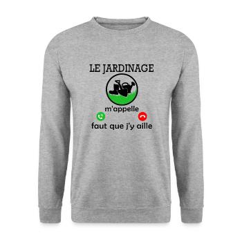 le jardinage m appelle / humour jardinière - Sweat-shirt Unisexe - gris chiné - Devant - Alina (178cm) & Michal (187cm)
