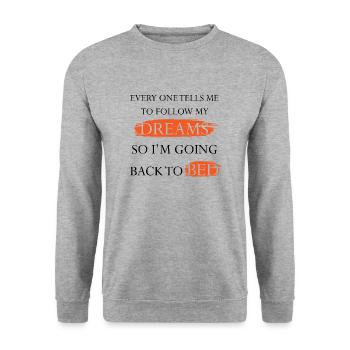Me coucher pour suivre mes rêves - Sweat-shirt Unisexe - gris chiné - Devant - Alina (178cm) & Michal (187cm)