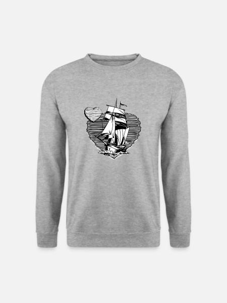 Kapitän moin moin Segelboot Skipper Seemannsgarn - Unisex Pullover - Weißgrau meliert
