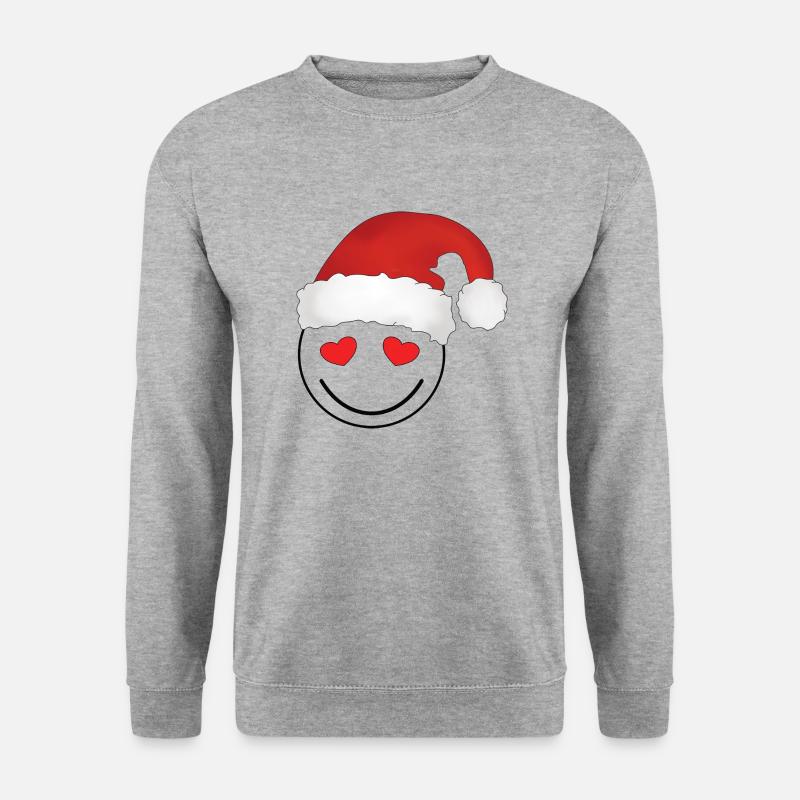 Weihnachtlicher Smily - Unisex Pullover - Weißgrau meliert
