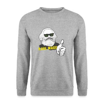 Karl Marx mags kiffen - Unisex Pullover - Weißgrau meliert - Vorne - Alina (178cm) & Michal (187cm)