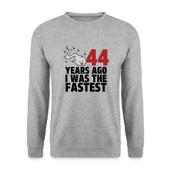 44 Years Ago I Was The Fastest - Unisex Sweatshirt - salt & pepper - Front - Alina (178cm) & Michal (187cm)