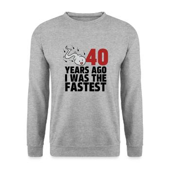 40 Years Ago I Was The Fastest - Unisex Sweatshirt - salt & pepper - Front - Alina (178cm) & Michal (187cm)