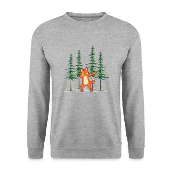 Wald shinrin yoku Waldmeditation "Fuchs im Wald" - Unisex Pullover - Weißgrau meliert - Vorne - Alina (178cm) & Michal (187cm)