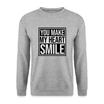 make my heart smile - Unisex Pullover - Weißgrau meliert - Vorne - Alina (178cm) & Michal (187cm)
