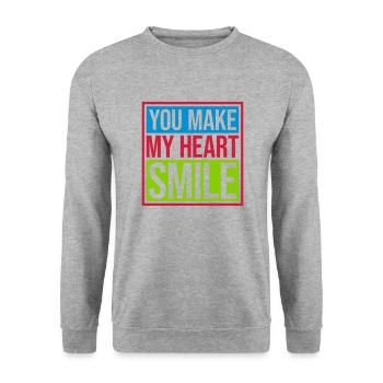 make my heart smile - Unisex Pullover - Weißgrau meliert - Vorne - Alina (178cm) & Michal (187cm)