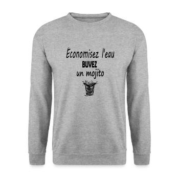 mojito apéro mojito - Sweat-shirt Unisexe - gris chiné - Devant - Alina (178cm) & Michal (187cm)